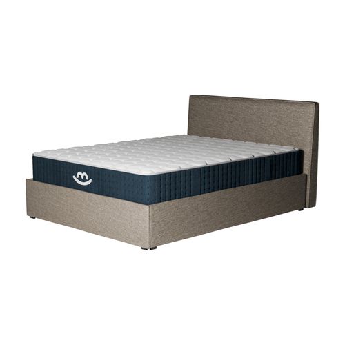 Pack Matelas Hybride 140x190cm Accueil à Mémoire De Forme Premium et Lit Coffre Beige