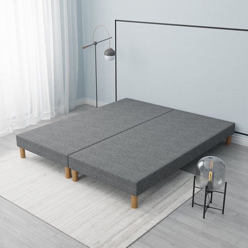 Sommier Tapissier Gris 140x190 (2x70x190) + Jeu De Pied . Fabrication Francaise.