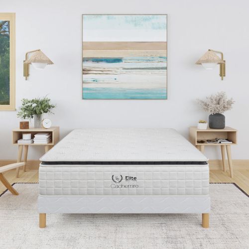 Ensemble Matelas Ressort 200x200 cm CACHEMIRE Epaisseur 28cm