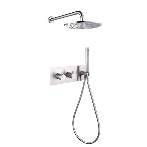 Colonne De Douche Encastrée Thermostatique Corposa Acier Brossé