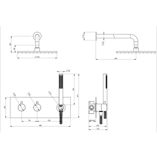 Colonne De Douche Encastrée Thermostatique Corposa Acier Brossé