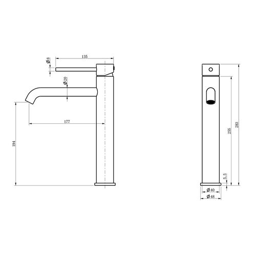 Robinet Mitigeur De Lavabo Thermostatique Graziosa Noir Mat
