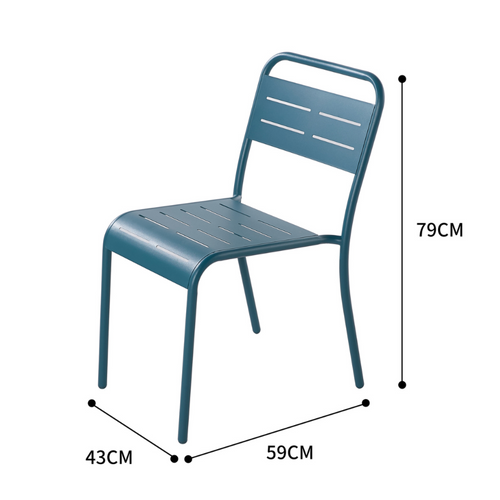 Bergame - Lot De 6 Chaises En Acier Bleu