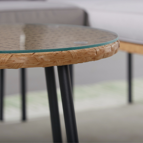 Lecce - Salon De Jardin D'angle 3 Places Effet Rotin