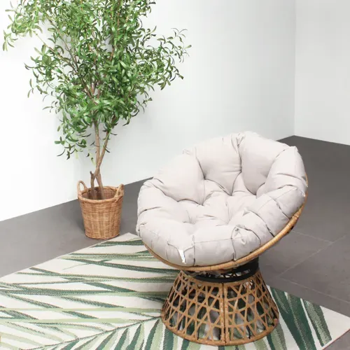 Papasan - Fauteuil Effet Rotin Avec Coussin