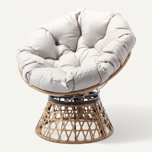 Papasan - Fauteuil Effet Rotin Avec Coussin