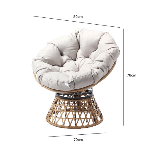 Papasan - Fauteuil Effet Rotin Avec Coussin