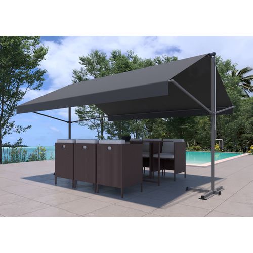 Iseo - Store Banne Double Pente Manuel 4 X 1,5/1,5 M Taupe Polyester