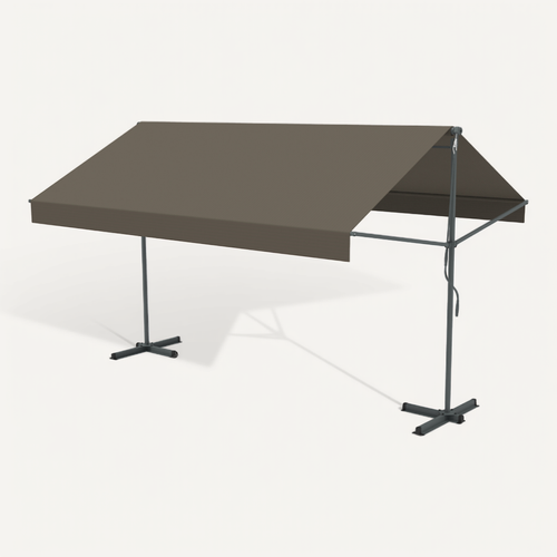 Iseo - Store Banne Double Pente Manuel 4 X 1,5/1,5 M Taupe Polyester