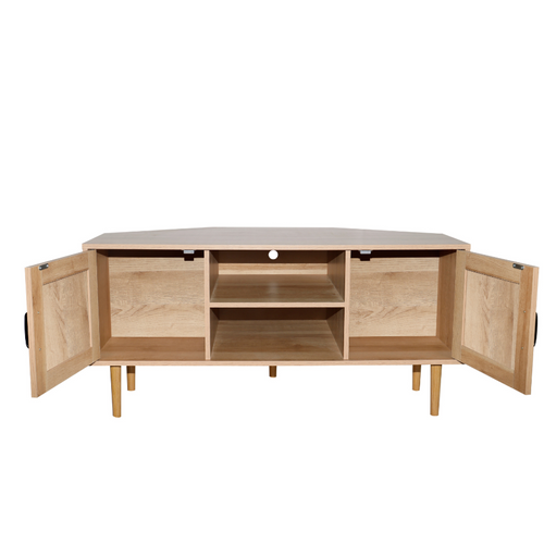 Artic - Meuble TV D'angle 115 Cm Effet Cannage