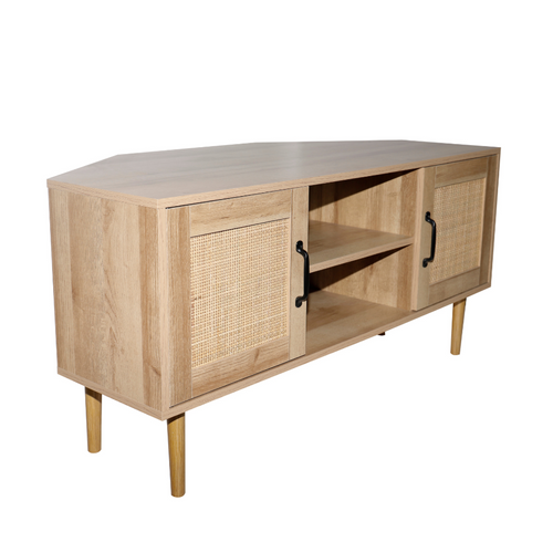 Artic - Meuble TV D'angle 115 Cm Effet Cannage