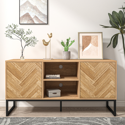 Chevron - Buffet Effet Chevron 2 Portes Et 2 Niches