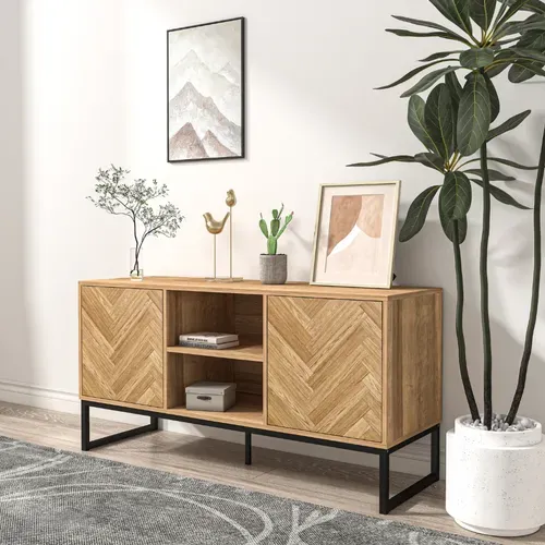Chevron - Buffet Effet Chevron 2 Portes Et 2 Niches