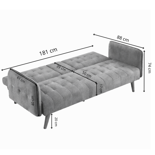 Inverness - Canapé 3 Places Convertible Avec Tablette Centrale Rabattable Velours Vert