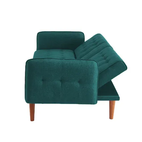 Inverness - Canapé 3 Places Convertible Avec Tablette Centrale Rabattable Velours Vert