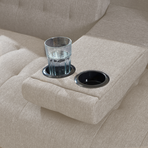 Inverness - Canapé 3 Places Convertible Avec Tablette Centrale Rabattable Beige