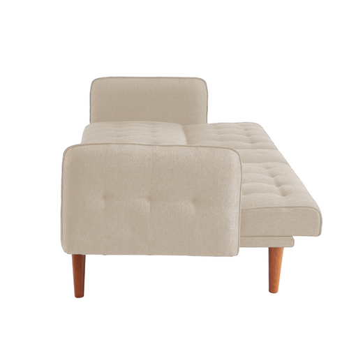 Inverness - Canapé 3 Places Convertible Avec Tablette Centrale Rabattable Beige