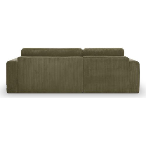 Canapé D'angle Réversible Convertible 4 Places Avec Coffre En Velours Côtelé Vert Kaki - Davis