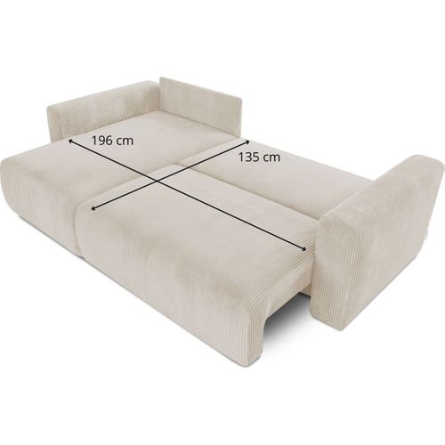 Canapé D'angle Réversible Convertible 4 Places Avec Coffre En Velours Côtelé Beige - Davis