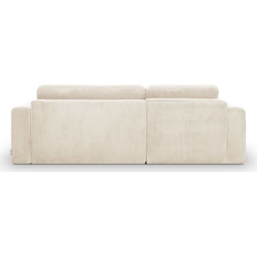 Canapé D'angle Réversible Convertible 4 Places Avec Coffre En Velours Côtelé Beige - Davis