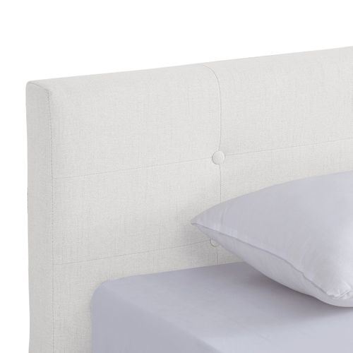 Lit Adulte 180x200 Cm Avec Tête De Lit Capitonnée En Tissu Beige - Milo