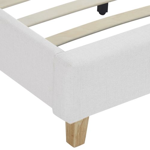 Lit Adulte 180x200 Cm Avec Tête De Lit Capitonnée En Tissu Beige - Milo