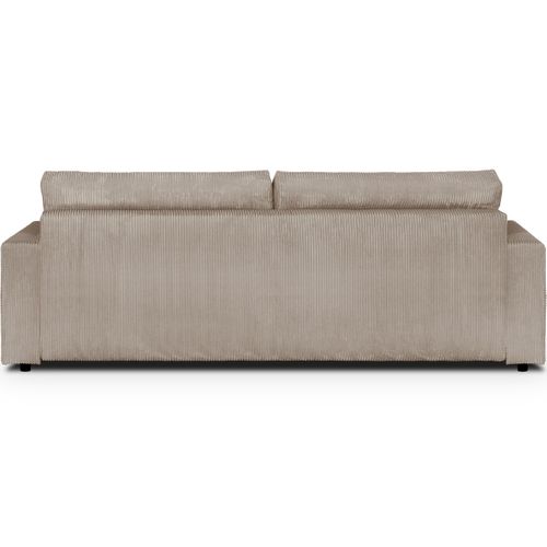Canapé Convertible 3 Places En Velours Côtelé Taupe - Robin