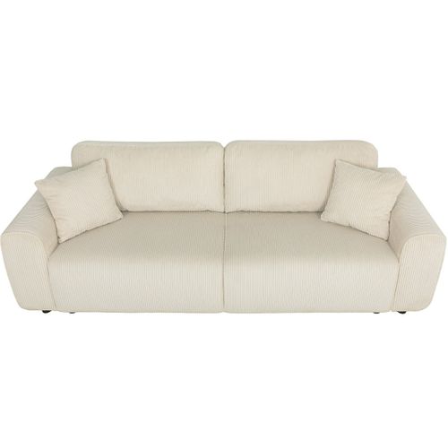 Canapé Convertible 3 Places En Velours Côtelé Beige - Grazia