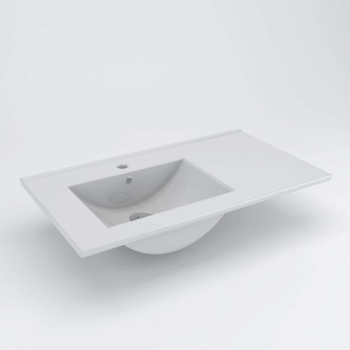 Meuble De Salle De Bain 80cm Avec Vasque Et Miroir - Noir - Zarza