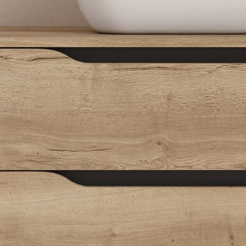 Meuble De Salle De Bain 80cm Avec Plateau Et Vasque Zeus - Sans Miroir - Madera Miel - Zarza