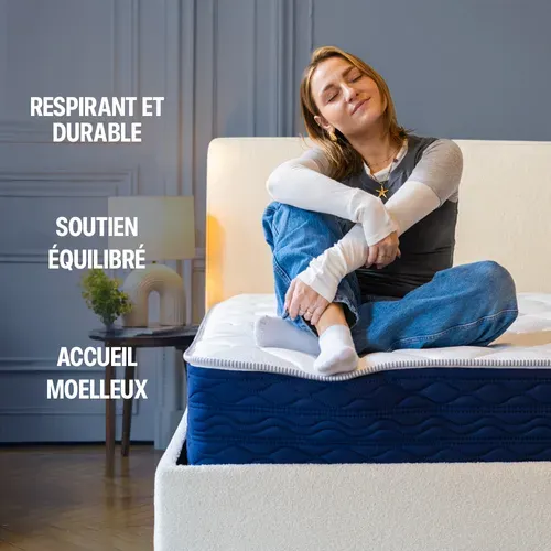 Matelas Hybride 140x190cm LUMEA INFINITE Mémoire De Forme Épais. 25cm