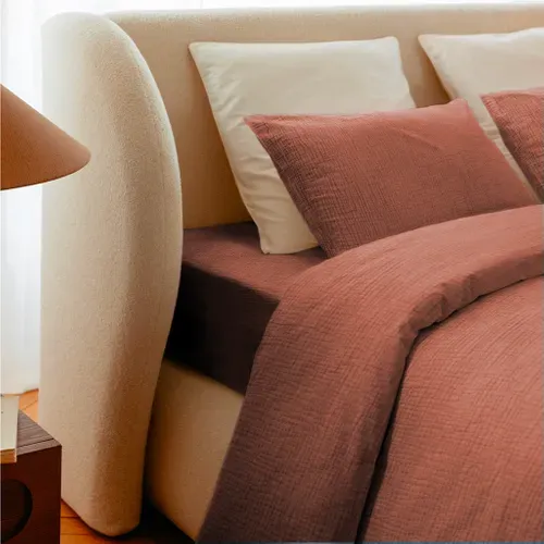 Housse De Couette 240x260cm - Mocca Mousse - Gaze De Coton