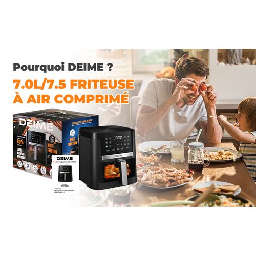 Airfryer  7 L 1800 W 12 Programmes Avec Vitre De Cuisson – Noir Métallisé
