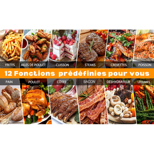 Airfryer  7 L 1800 W 12 Programmes Avec Vitre De Cuisson – Noir Métallisé