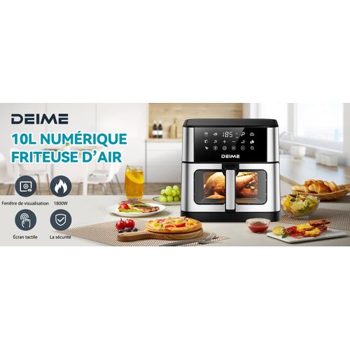 Airfryer  10 L 1800 W 10 Programmes Avec Fenêtre De Cuisson – Inox