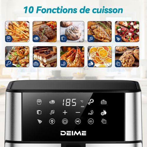 Airfryer  10 L 1800 W 10 Programmes Avec Fenêtre De Cuisson – Inox