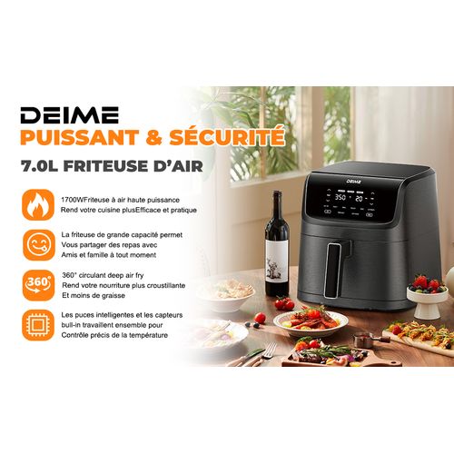 Airfryer 7 L 1800 W 10 Programmes Écran Tactile – Noir