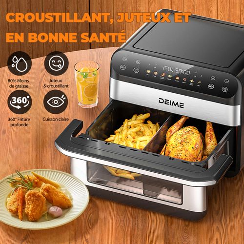 Airfryer  10 L 2400 W Double Bac Avec Fenêtre De Cuisson – Inoxx