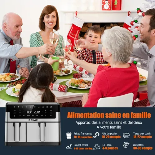 Airfryer  10 L 2800 W 10 Programmes Avec Fenêtre De Cuisson – Inox