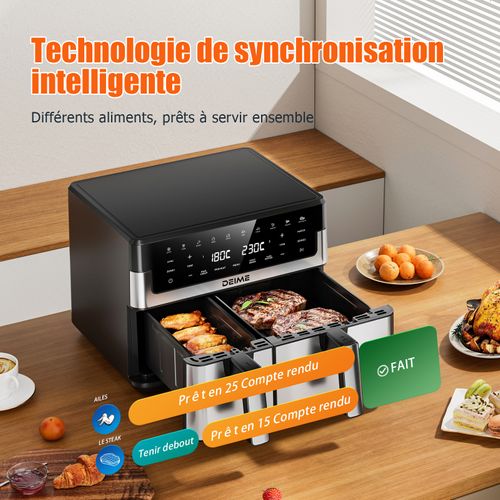 Airfryer  10 L 2800 W 10 Programmes Avec Fenêtre De Cuisson – Inox