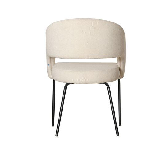 Fauteuil Repas Léna Tissu Beige Pieds Métal Noir