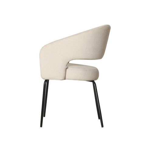 Fauteuil Repas Léna Tissu Beige Pieds Métal Noir