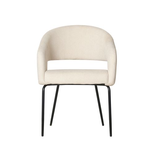 Fauteuil Repas Léna Tissu Beige Pieds Métal Noir