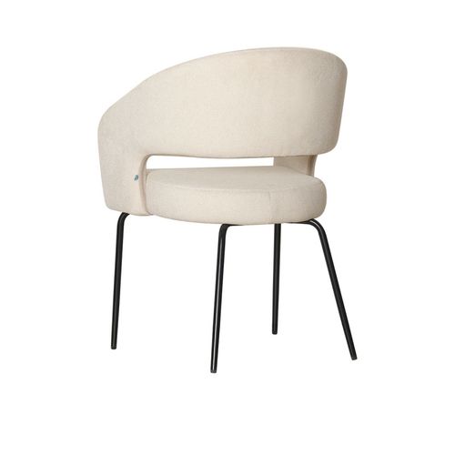 Fauteuil Repas Léna Tissu Beige Pieds Métal Noir