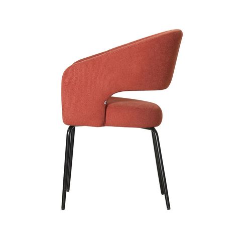 Fauteuil Repas Léna Tissu Terracotta Pieds Métal Noir Takasit