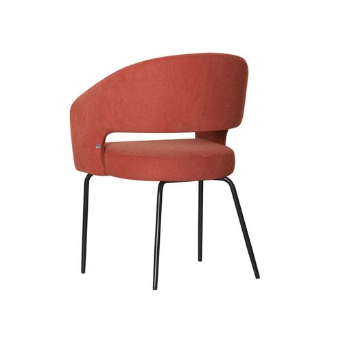 Fauteuil Repas Léna Tissu Terracotta Pieds Métal Noir Takasit