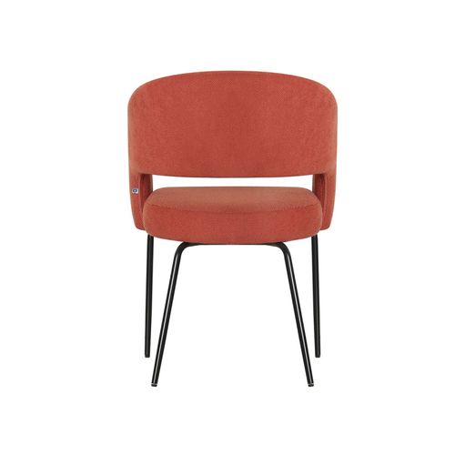 Fauteuil Repas Léna Tissu Terracotta Pieds Métal Noir Takasit