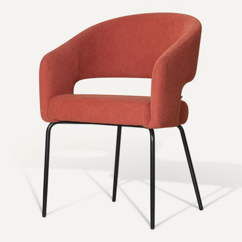 Fauteuil Repas Léna Tissu Terracotta Pieds Métal Noir Takasit