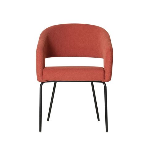 Fauteuil Repas Léna Tissu Terracotta Pieds Métal Noir Takasit