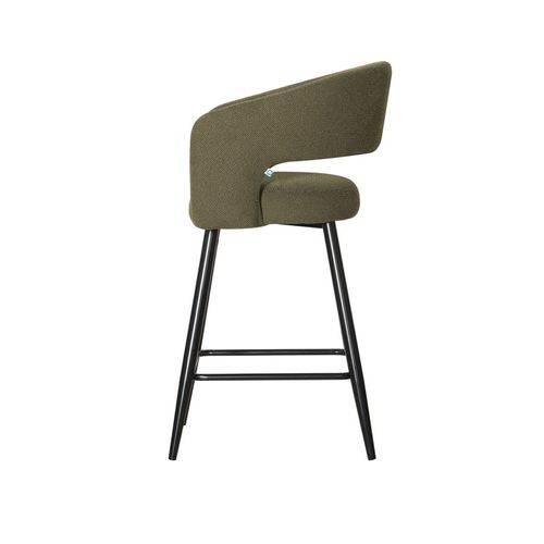 Tabouret De Bar Léna Tissu Vert Pieds Métal Noir